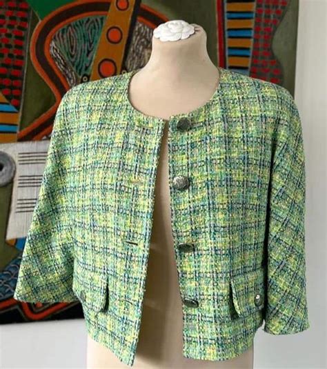 chanel green tweed jacket|chanel tweed jacket for sale.